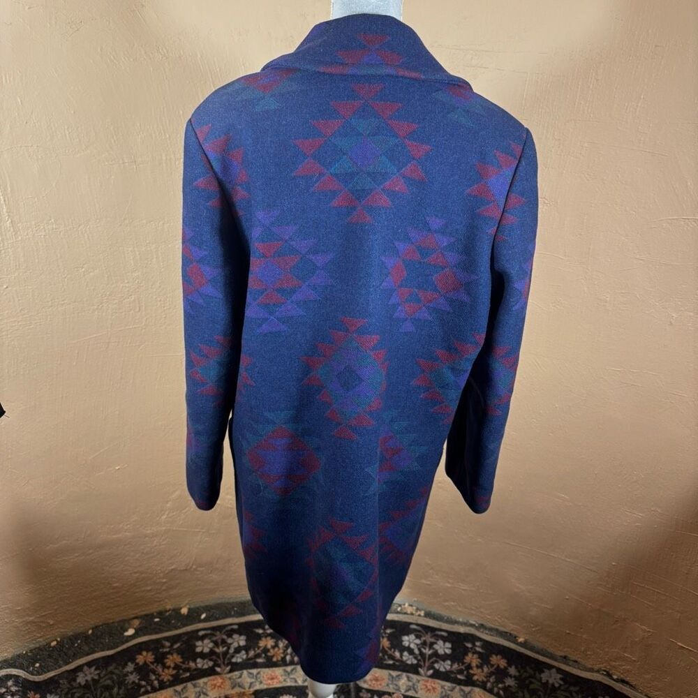 Vintage Country Sophisticates by Pendleton Blue Geometric Aztec Wool Coat – Port - Picture 4 of 7